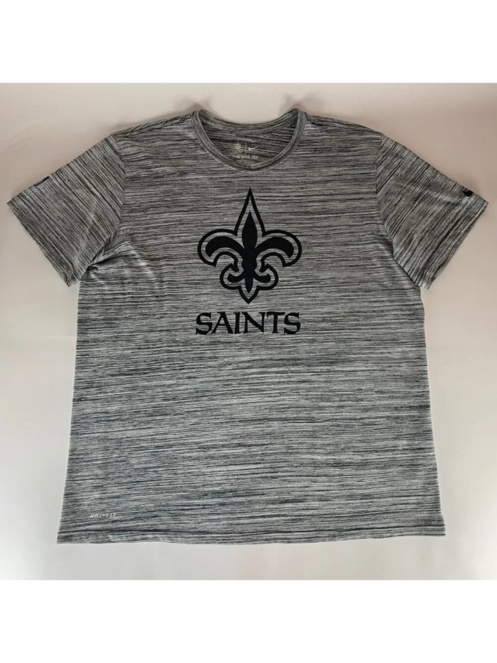 New Orleans Saints NFL Gray Black Nike Dri Fit Athletic Shirt Mens XL